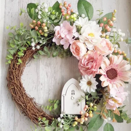 Handmade Summer Wreath - Front Door Wreath - Wall Hanging - Front Door Hanging - Modern Farmhouse Decor - Boho Chic
