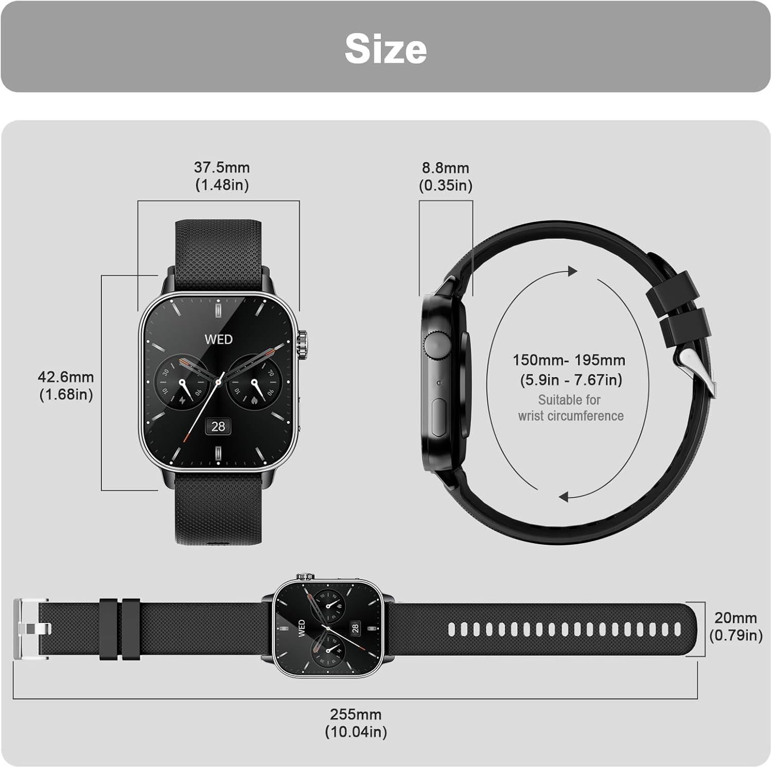 GARMIN  ساعات ذكية للرجال والنساء، 1.85 انش AMOLED HD لتتبع اللياقة البدنية مع اكثر من 100 وضع رياضي، ساعات ذكية مع مكالمات بلوتوث/معدل ضربات القلب/مراقب النوم/عداد الخطوات، مقاومة للماء IP68