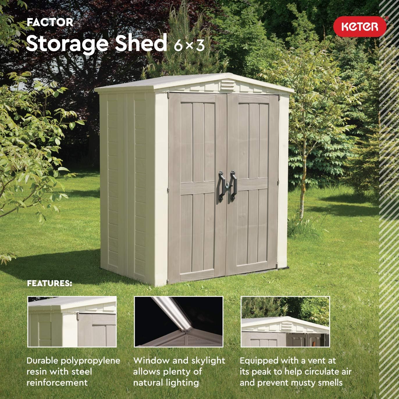 Keter Factor 6x3 Outdoor Storage Shed Kit-Perfect to Store Patio Furniture
