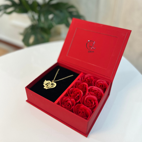 قلادة القلب بالاسامي - فضة مشللة بالذهب