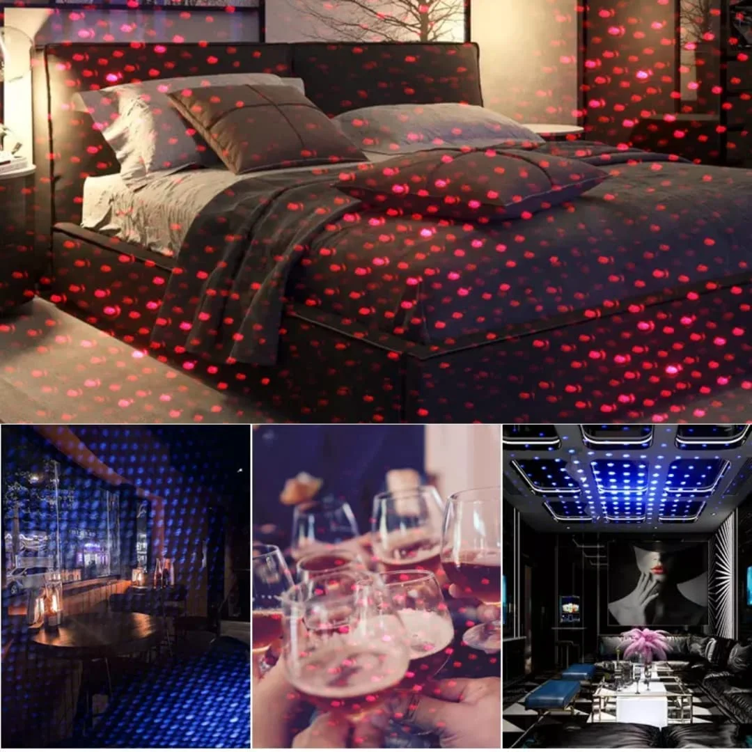 "USB Car Roof Star LED Lights, Flexible Romantic Light Fit For All Cars ضواء LED على شكل نجمة لسقف السيارة USB"