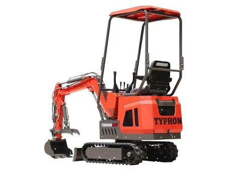 TYPHON TERROR ONE STORM Mini Excavator – 1 Ton Trench Digger with Canopy, Hydraulic Thumb Clip, Hydraulic Oil Cooler, 13.5hp B&amp;S Engine USA - TYPHON