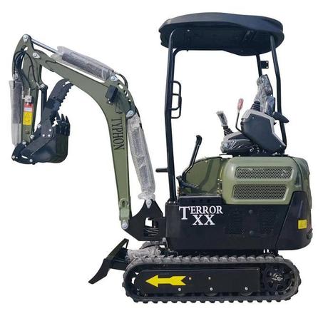 2025 4,000 lb Green TYPHON TERROR XX Mini Excavator Rubber Track with Kubota D902 Diesel Engine USA - TYPHON