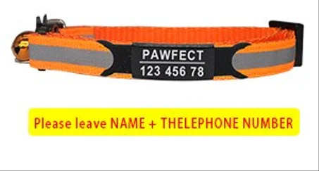 Reflective Cat Safety Collar, Adjustable, Nylon, Free Engraving, Custom ID, For Cats