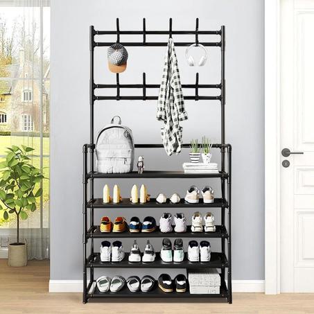 منظم الأحذية 5 طبقات وعلاقة ملابس