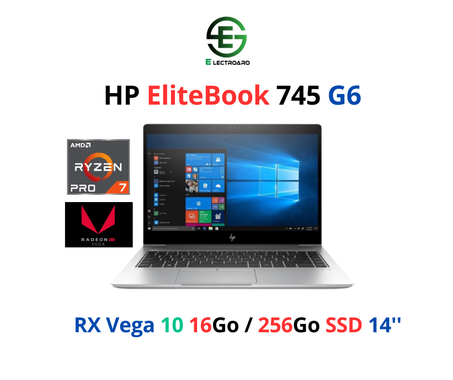 HP EliteBook 745 G6 AMD Ryzen 7 Pro 3700U I 16Go I 256Go SSD I RX Vega 10 I14″FHD [Remis à Neuf]