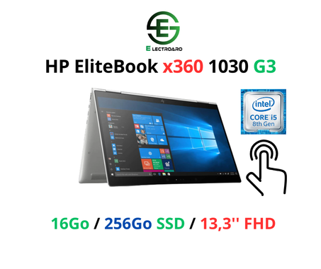 HP EliteBook x360 1030 G3 Core i5-8350U I 16Go I 256 Go NVMe I 13.3″ Full HD Rotation Tactile