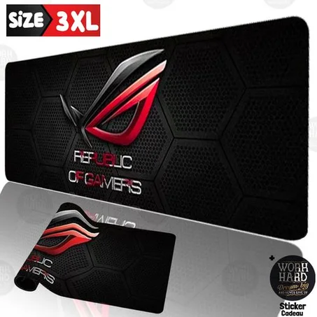 Tapis de souris 3XL haute qualité pour PC et bureau Rog RP +Sticker cadeau