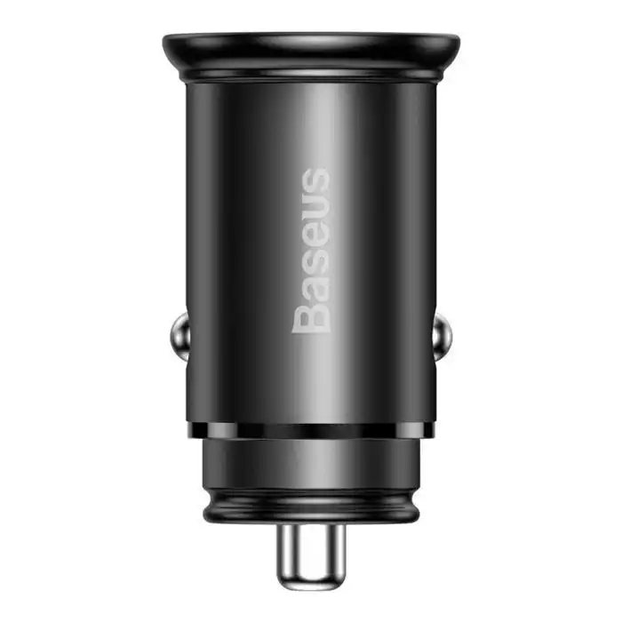 Chargeur Voiture Baseus 30W Métal – USB-A + USB-C Charge Rapide (Noir)