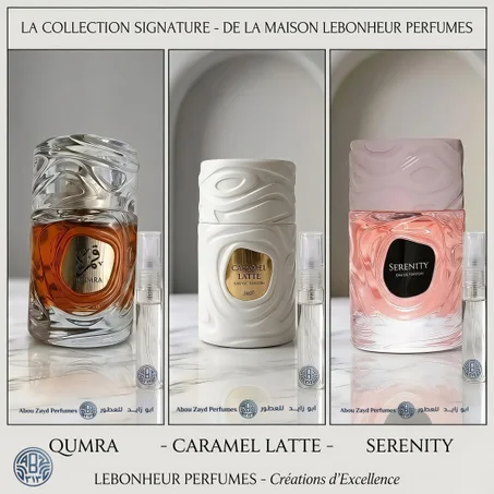 PACK DECANTES QUMRA, CARAMEL LATTE , SERENITY 10 ML × 3