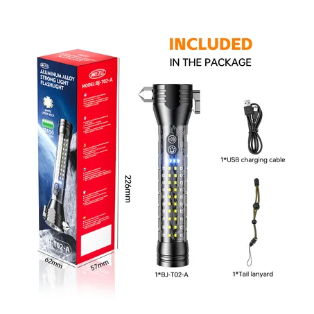 مصباح الطوارئ متعدد الوظائف **HunterTac T02A** — للاستعمال في السيارة، وأعمال الإنقاذ والإصلاح.