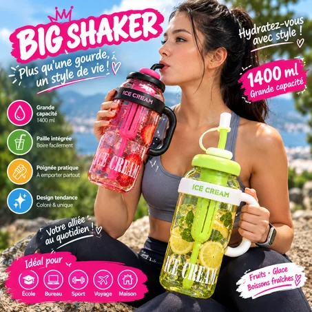 the BIG SHAKER™ — Gourde 1400 ML avec Paille