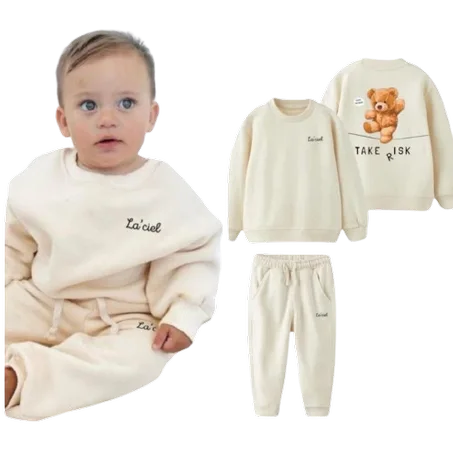 JELIBOOM Ensemble deux pièces garçon - sweat manches longues et pantalon - manches colorées