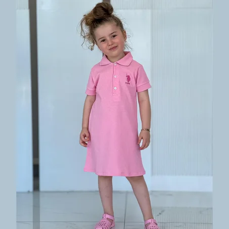 JELIBOOM Robe à manches courtes et col polo pour filles