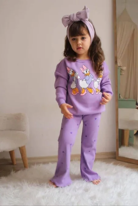 JELIBOOM Enfants Manches Longues Pyjama Ensemble Violet