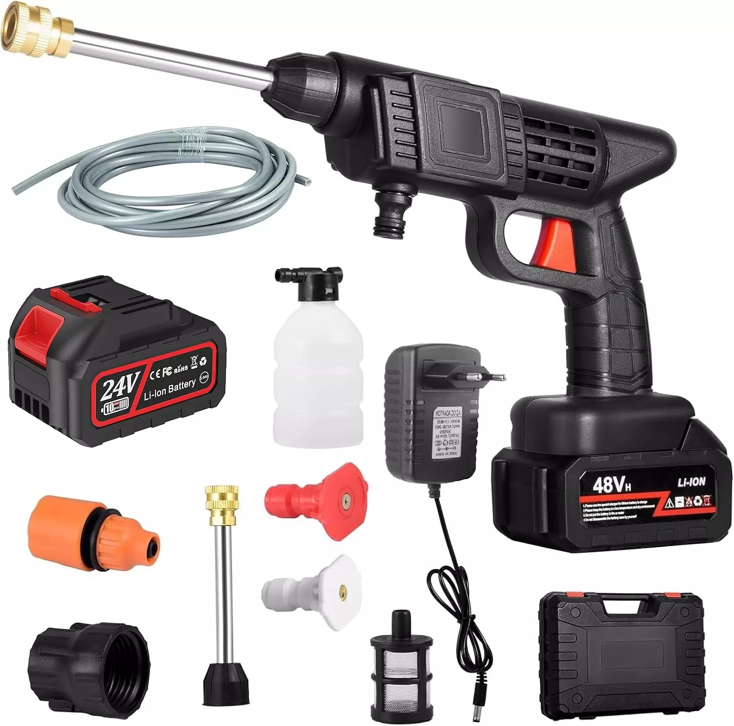 جهاز غسيل سيارات محمول بالضغط العالي (لاسلكي) مع بطاريتين