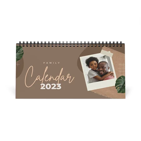 Brown Polaroid Abstract Family Desk Calendar 2023, Desk Accessories, High Quality