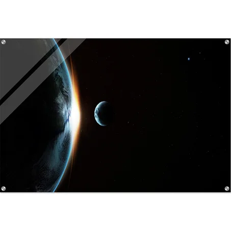 Sun Universe Space Earth Moon Transit Sunrise | Multi Size Horizontal Acrylic Print | High Quality Wall Art Print