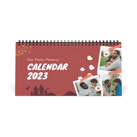 Our Family Moments Desk Calendar 2023, Burgundy Family Calendar, Personalized Calendar, Desk accessories, High Quality