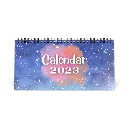 Blue Illustration Sky Desk Calendar 2023, Desk Accessories, High Quality