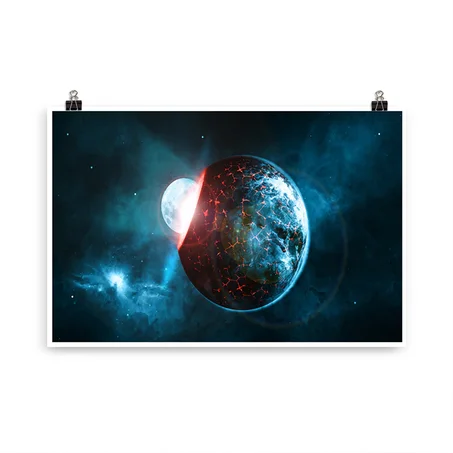 Planet Earth Moon A Hit Universe Globe Space | Enhanced Multi Size Matte Paper Poster