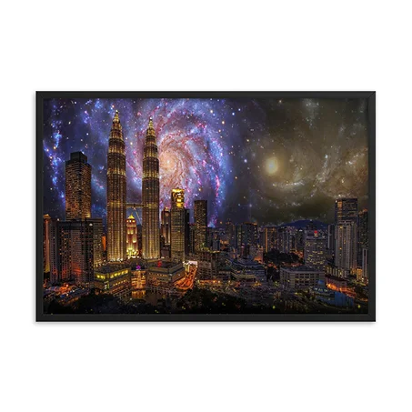 City Kuala Lumpur Building Twin Towers Architecture Framed Poster