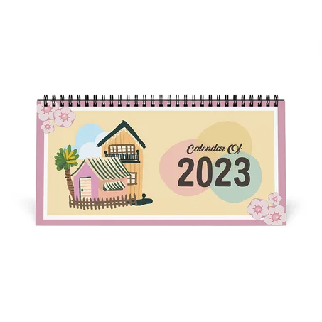 Pink Yellow Pastel Colorful Cute Desk Calendar 2023, Desk Accessories, High Quality