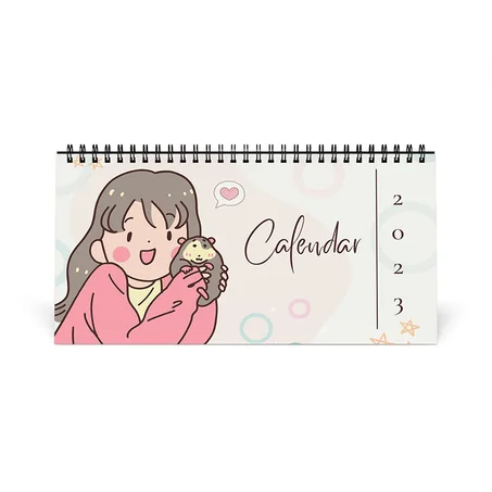 Creamy Yellow Childish Desk Calendar 2023, Desk Accessories, High Quality