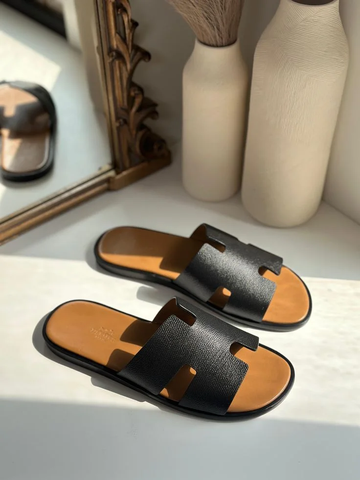 SANDALE HERMES MARRON NOIR