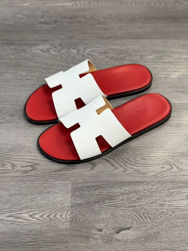 SANDALE HERMES ROUGE - BLANC