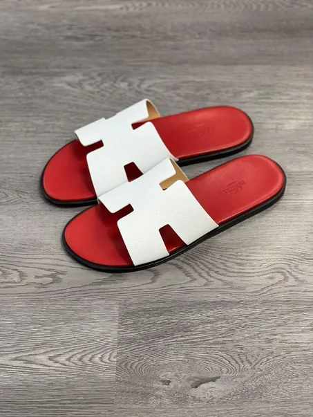 SANDALE HERMES ROUGE - BLANC