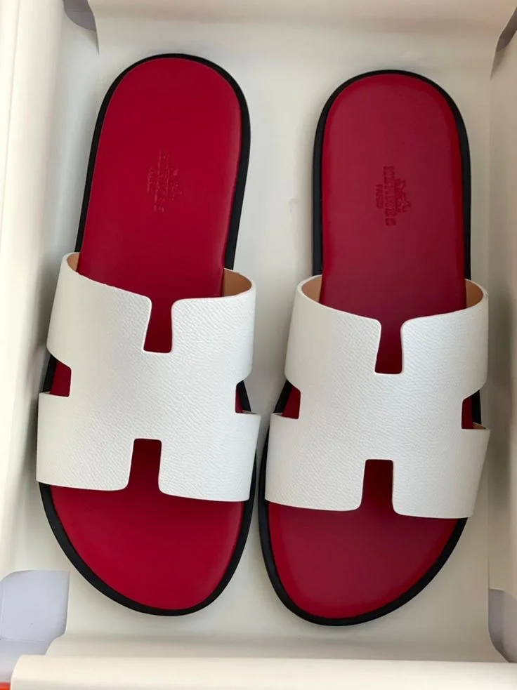 SANDALE HERMES ROUGE - BLANC