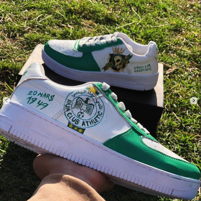 Nike Air Force 1 Custom - Raja : Les Aigles Verts en plein vol