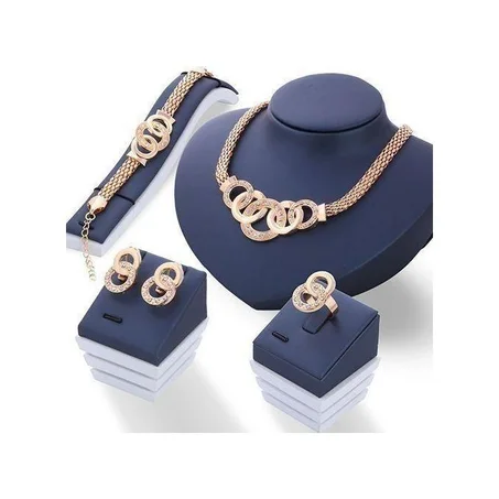 Collier Femmes 4 en 1 + Boucles d'oreilles + Bracelet + Bague