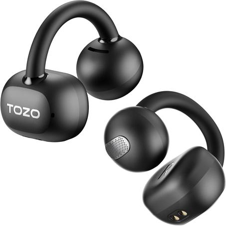 TOZO OpenEarRing - Auriculares inalámbricos con clip de oreja abierto, ligeros, cómodos, con Bluetooth 5.4 de reproducción de 40 horas, con diseño de pantalla digital inteligente, para deport