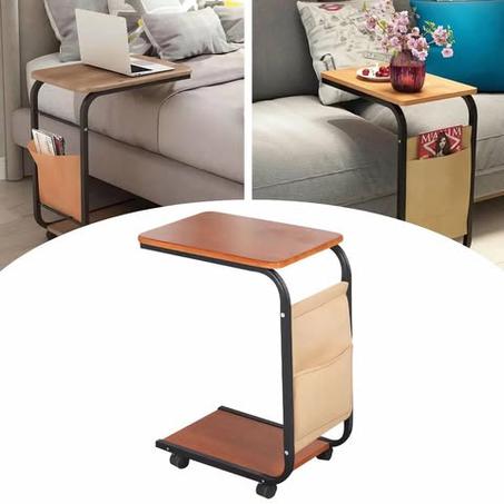 طاولة خشبية جانبية للأريكة مع جيب متالي