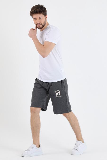 شورت قطن رمادي مطرز رجالي
