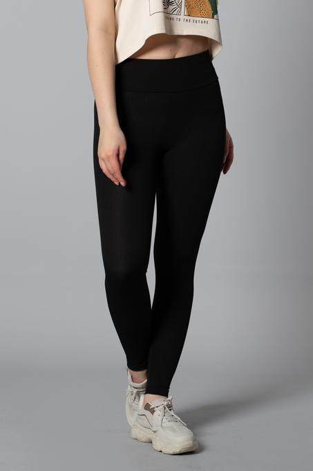 بنطلون بأرجل ضيقة مضلع أسود نسائي