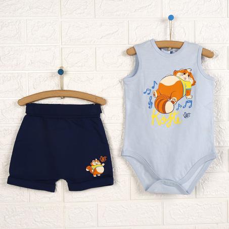 طقم شورت وأوفرول بطبعة رضع