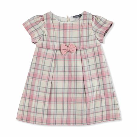 فستان بمربعات وأكمام قصيرة رضع بناتي