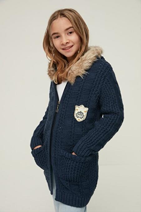 كارديجان تريكو هودي كحلي بناتي