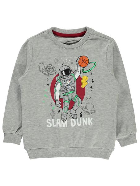 سويت شيرت خليط رمادي بطبعة ولادي