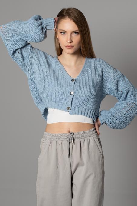 كارديجان قصير أزرق بأزرار نسائي