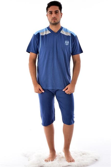 طقم بيجامة كحلي بأكمام قصيرة رجالي