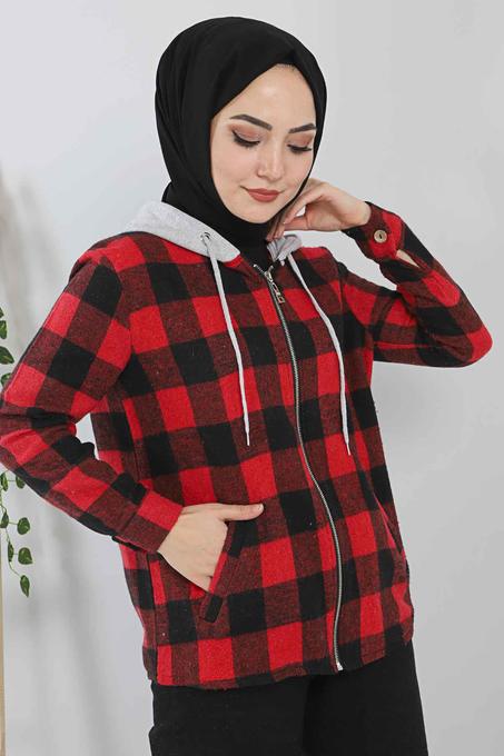 جاكيت قميص أحمر بمربعات نسائي (copy)