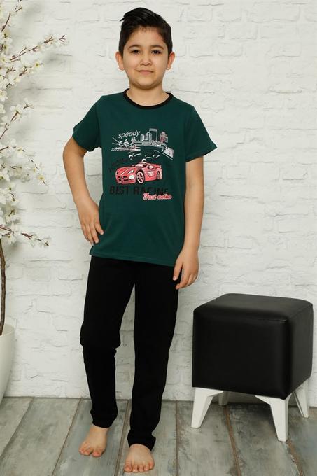 طقم بيجامة قطن بأكمام قصيرة ولادي