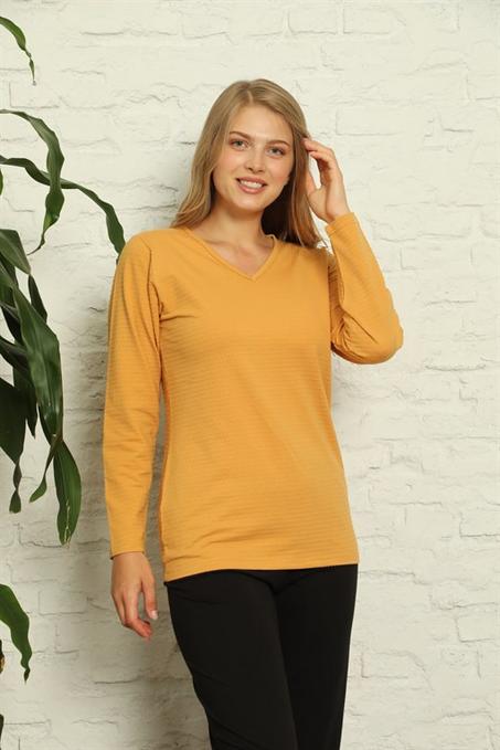 طقم بيجامة قطن بأكمام طويلة نسائي