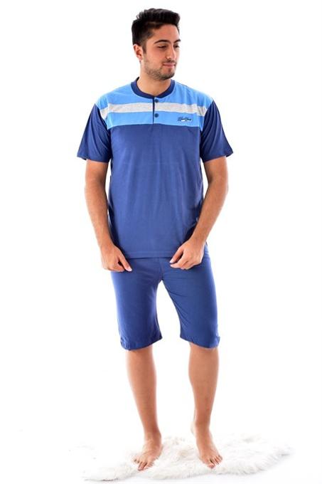 طقم بيجامة أزرق بأكمام قصيرة رجالي