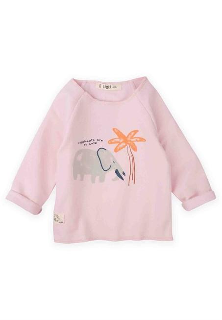 سويت شيرت وردي فاتح بطبعة بناتي