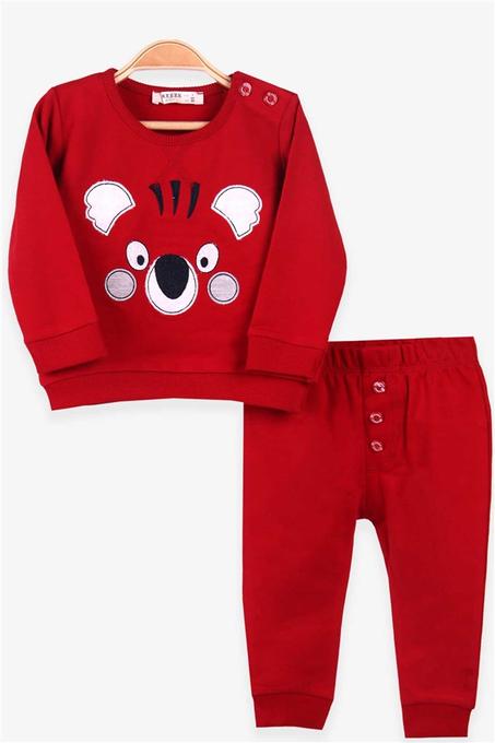 ملابس رياضة حمراء مطرزة رضع ولادي